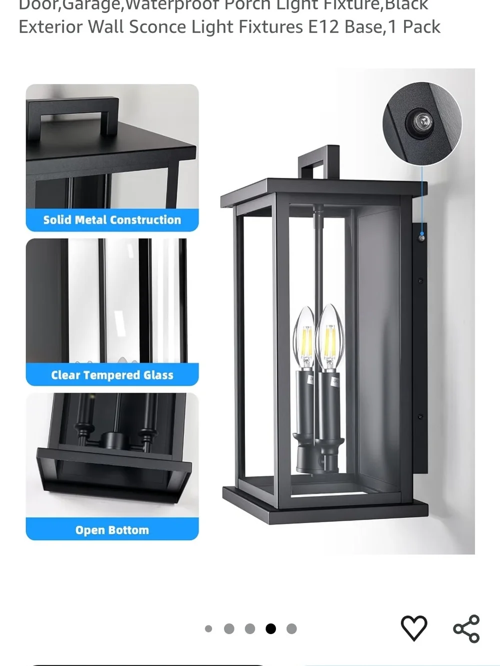 Modern Outdoor Wall Lantern Sconce - Black